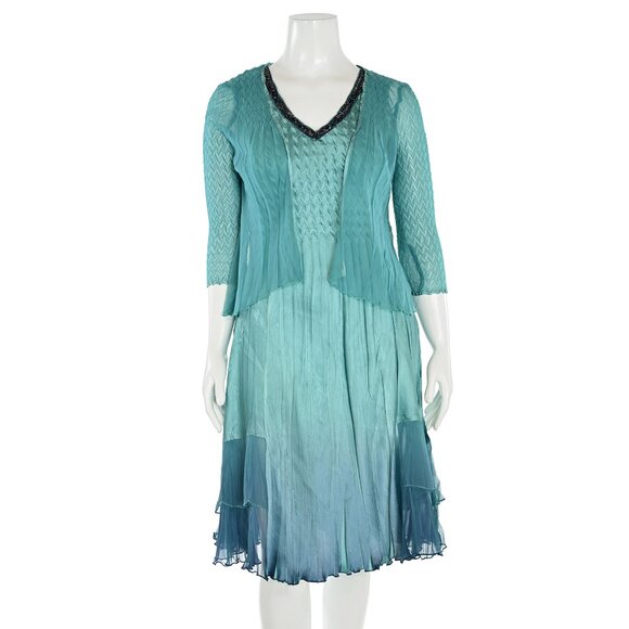 Komarov Jackets & Blazers - Komarov 2Pc Jacket & Beaded Dress Set in Teal Multi sz M
